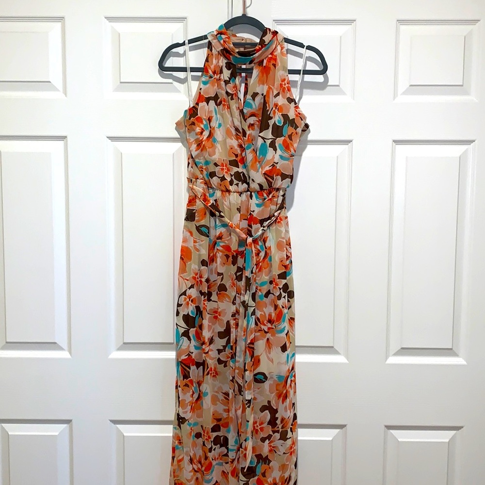 High neck sleeveless maxi wrap dress size 12.
